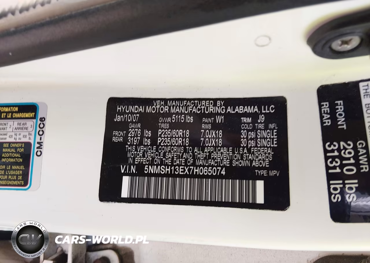 2007 Hyundai Santa Fe Limited-Se VIN:5NMSH13EX7H065074 - 9