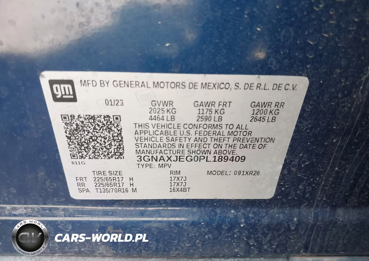 CHEVROLET EQUINOX VIN:3GNAXJEG0PL189409 - 9