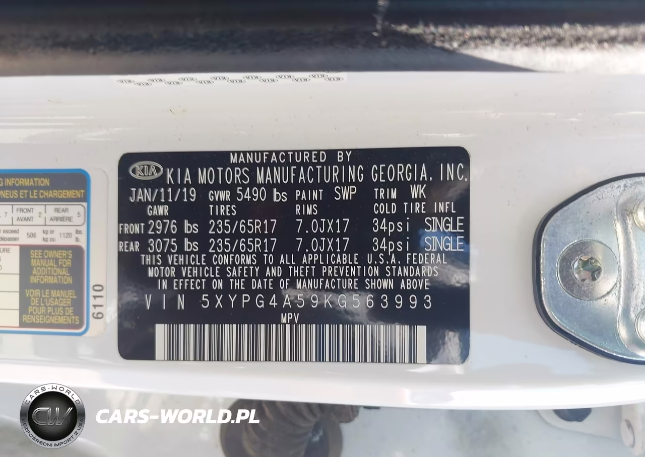 2019 Kia Sorento 3.3L Lx VIN:5XYPG4A59KG563993 - 9