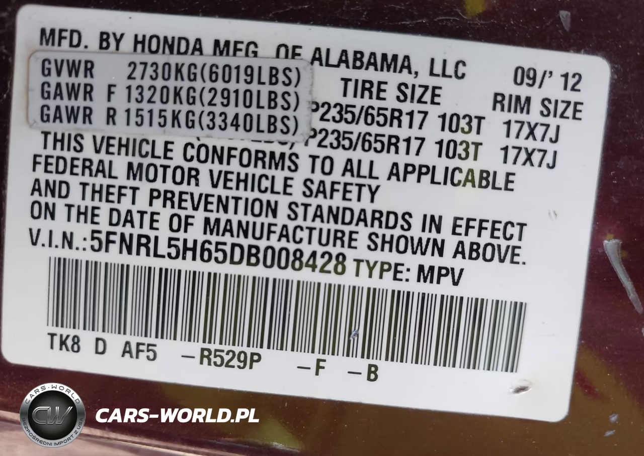2013 Honda Odyssey Ex-L VIN:5FNRL5H65DB008428 - 9