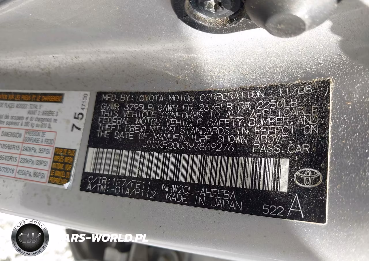 2009 Toyota Prius VIN:JTDKB20U397869276 - 9