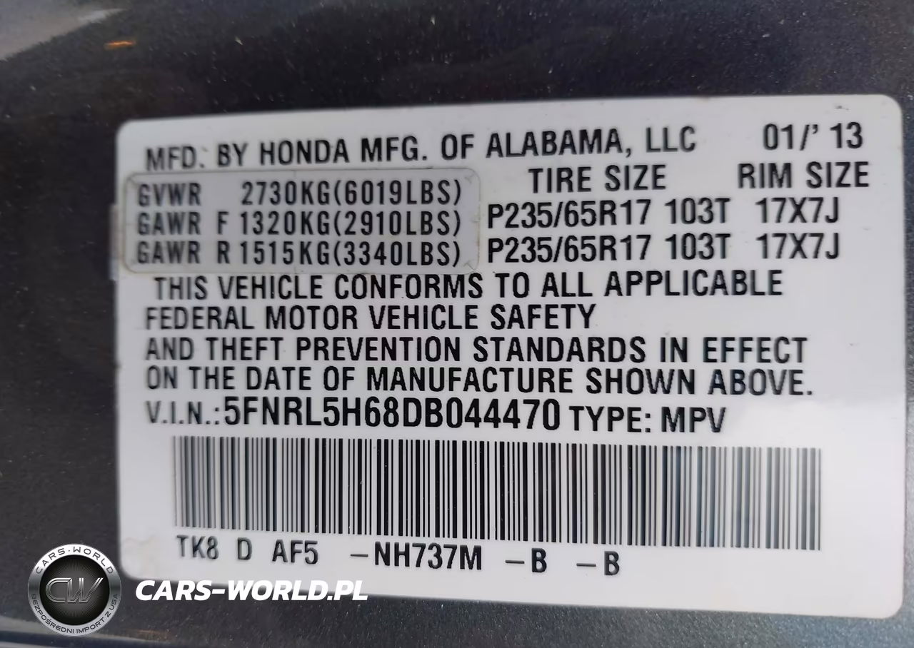 2013 Honda Odyssey Ex-L VIN:5FNRL5H68DB044470 - 9