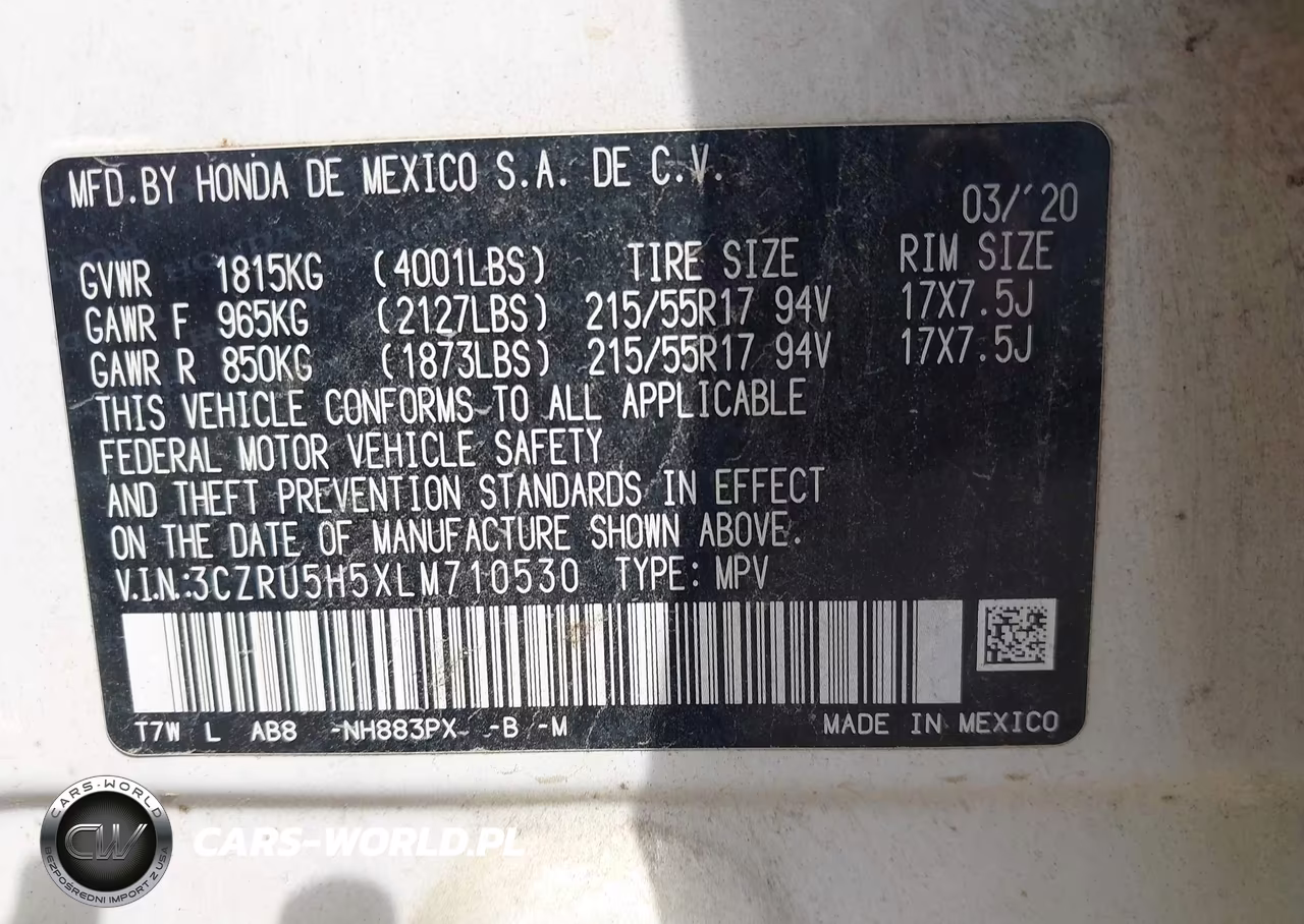 2020 Honda Hr-V 2Wd Ex VIN:3CZRU5H5XLM710530 - 9