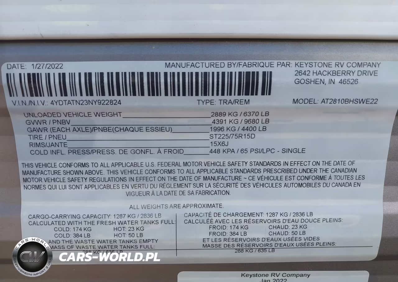 2022 Aspen Trai 2860Rlswe VIN:4YDTATN23NY922824 - 9