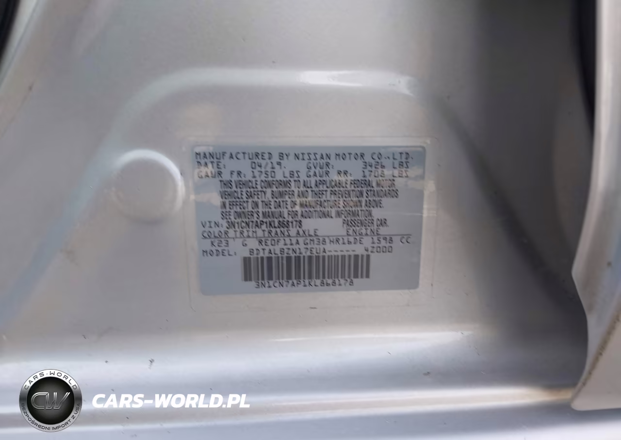 2019 Nissan Versa 1.6 Sv VIN:3N1CN7AP1KL868178 - 9