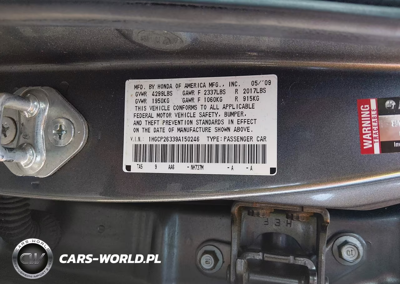 2009 Honda Accord Lx VIN:1HGCP26339A150246 - 9