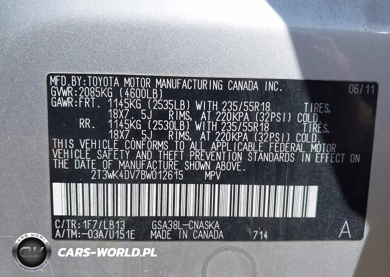2011 Toyota Rav4 Sport V6 VIN:2T3WK4DV7BW012615 - 9