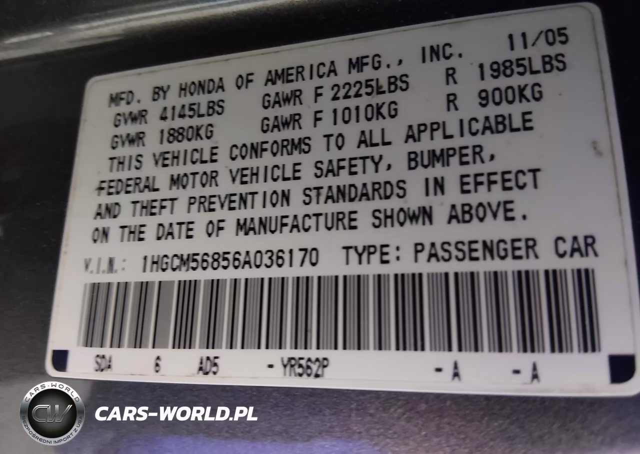 2006 Honda Accord 2.4 Ex VIN:1HGCM56856A036170 - 9