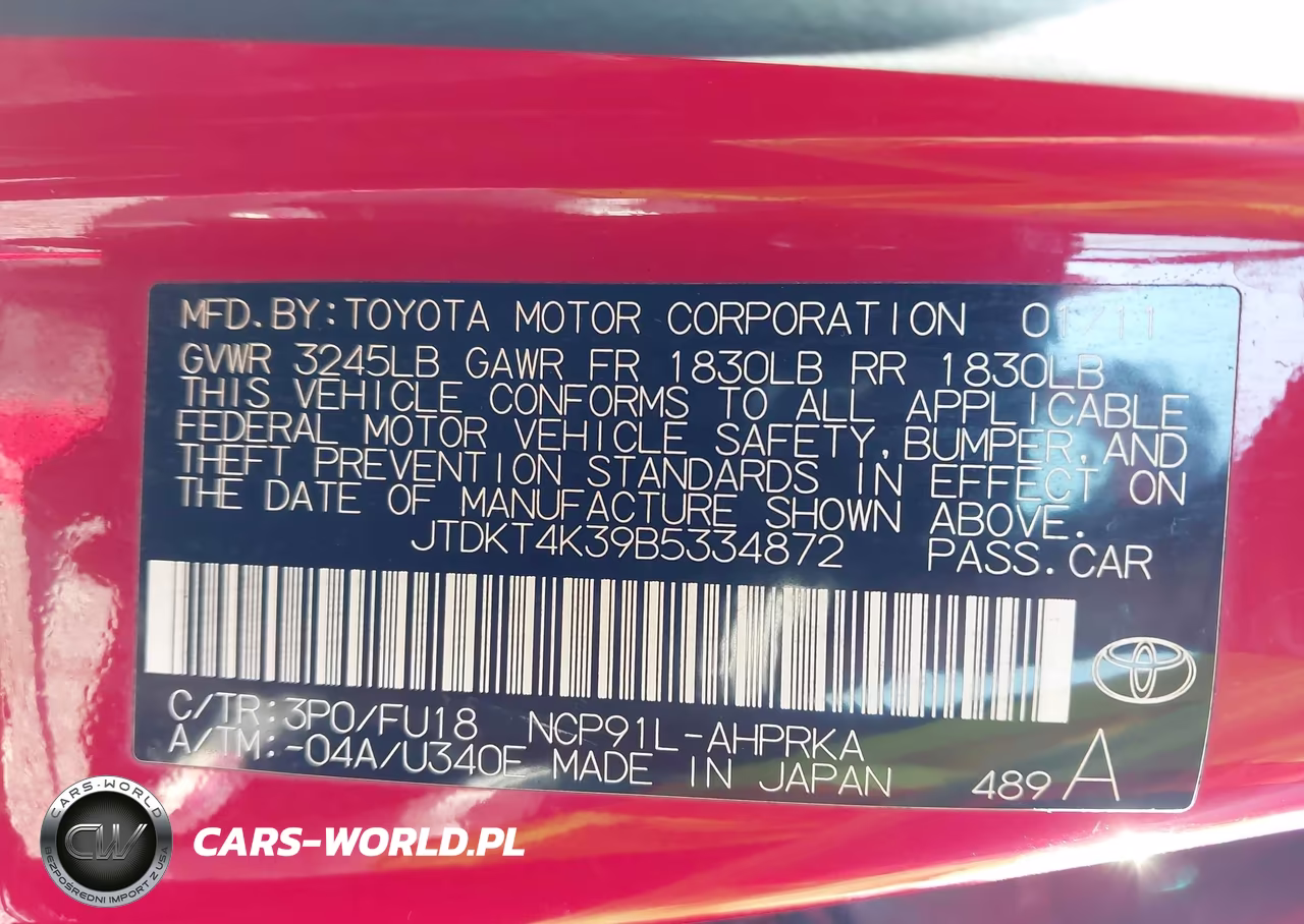 2011 Toyota Yaris VIN:JTDKT4K39B5334872 - 9