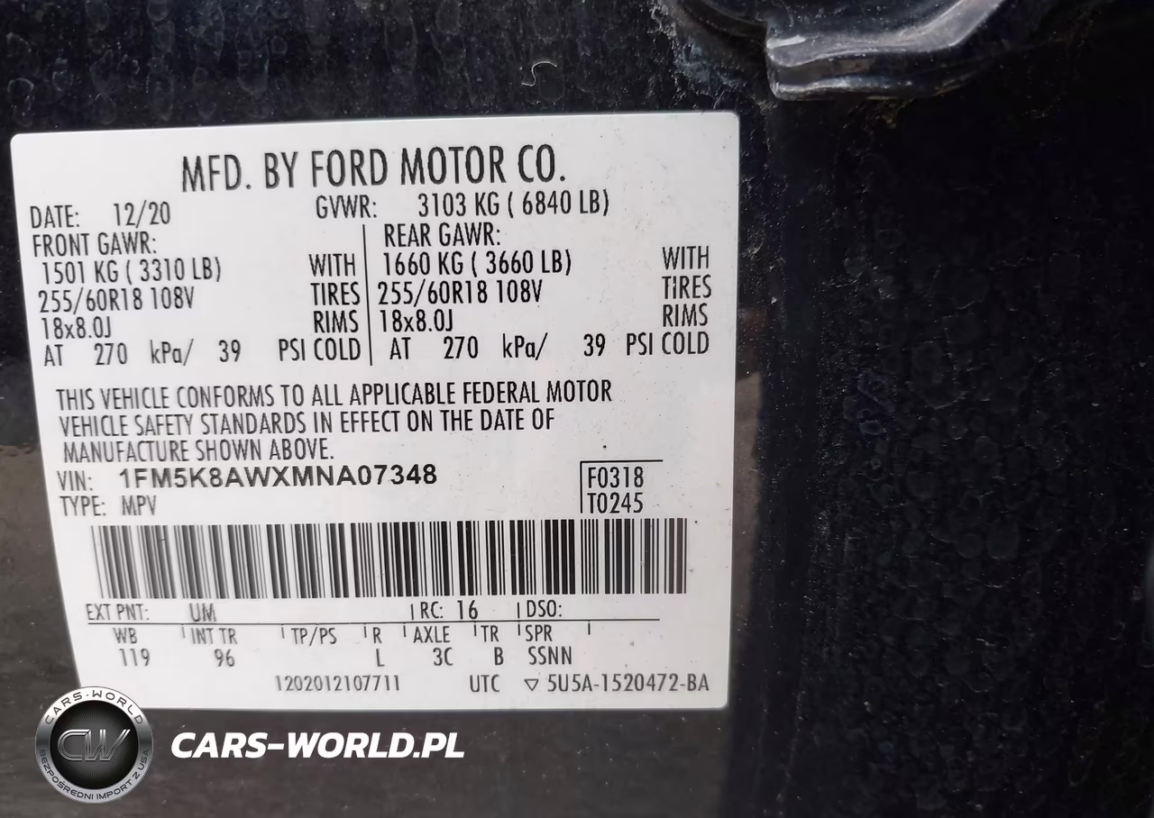 2021 Ford Police Interceptor Utility VIN:1FM5K8AWXMNA07348 - 9