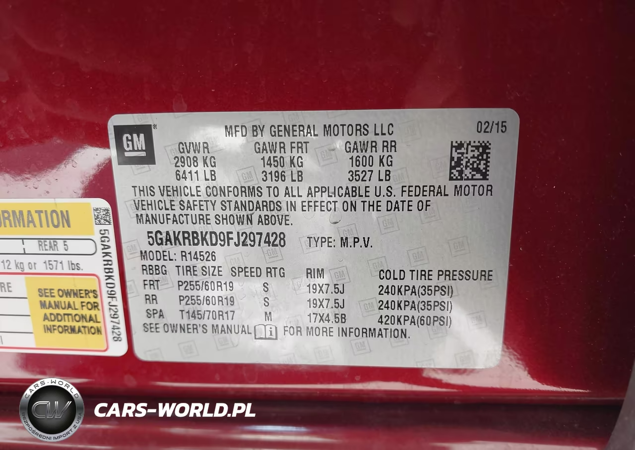 2015 Buick Enclave Leather VIN:5GAKRBKD9FJ297428 - 9