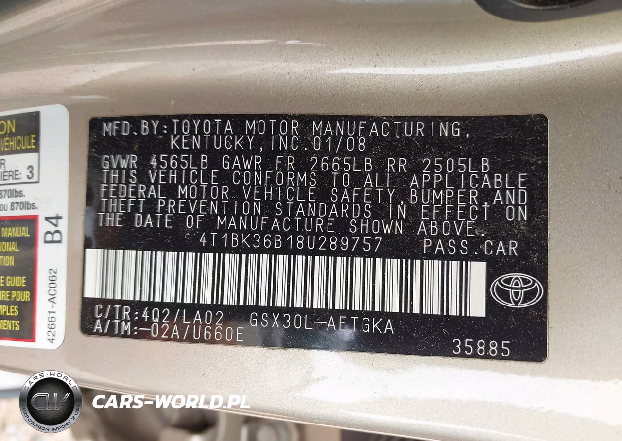 2008 Toyota Avalon Xls VIN:4T1BK36B18U289757 - 9