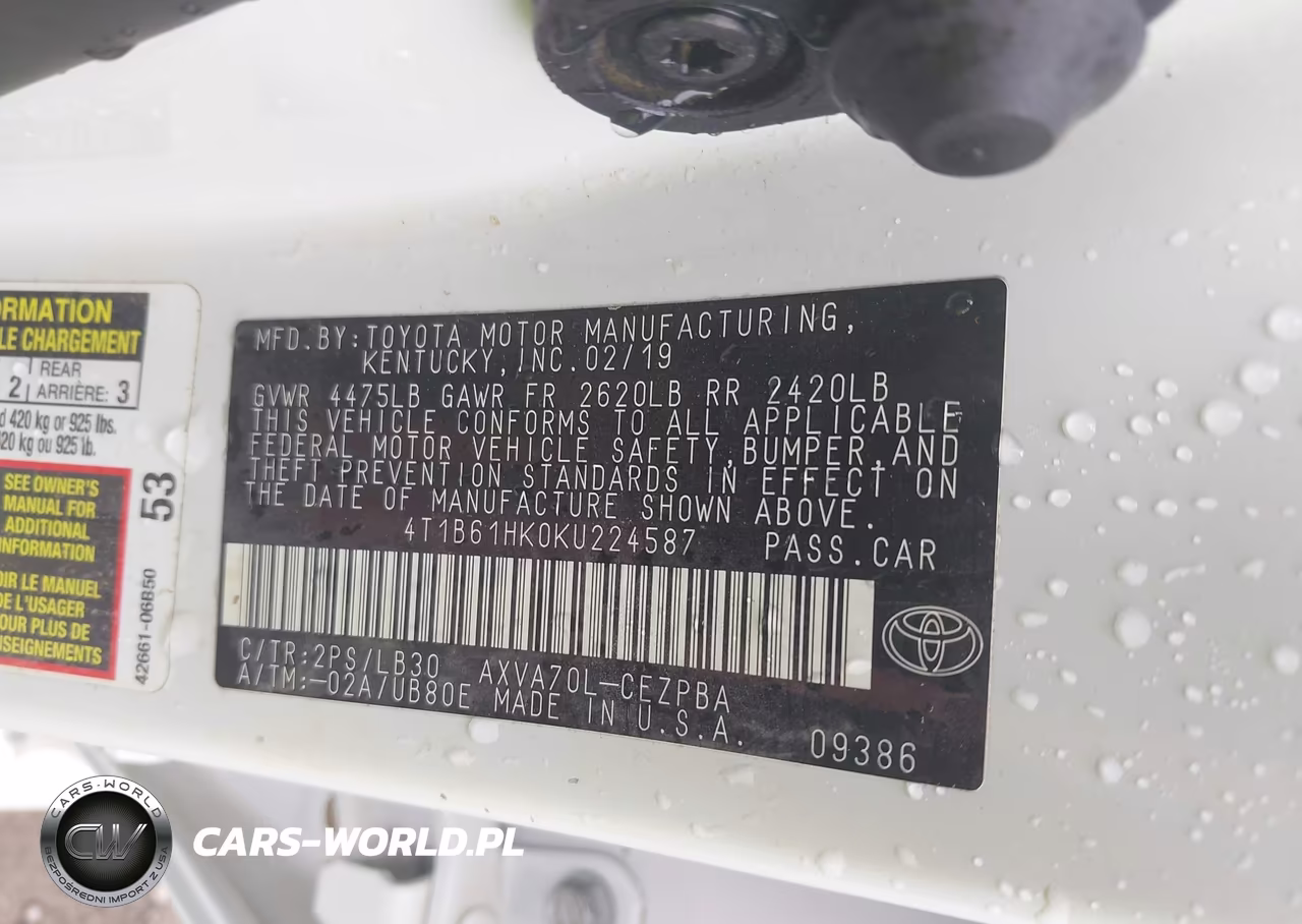 2019 Toyota Camry Xse VIN:4T1B61HK0KU224587 - 9