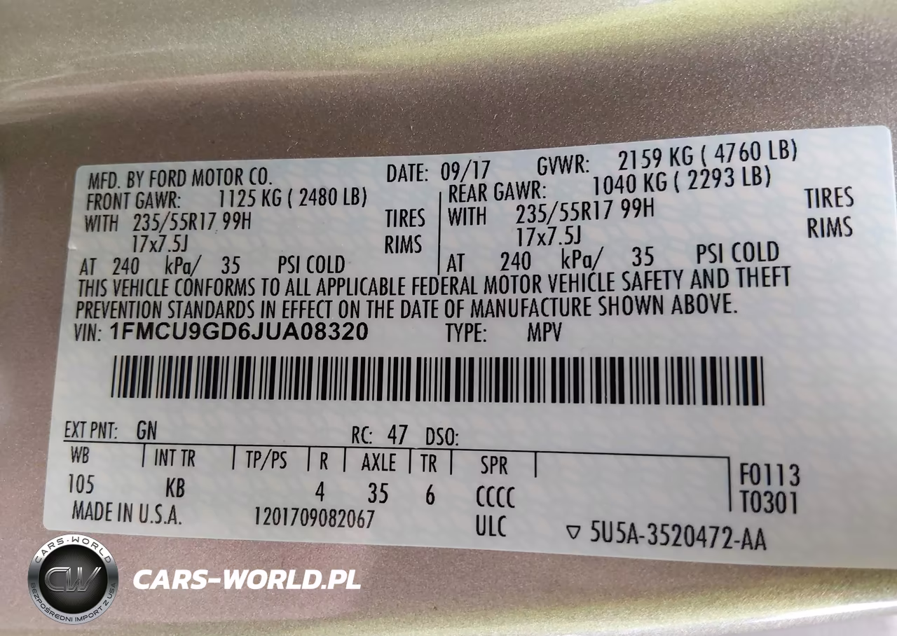 2018 Ford Escape Se VIN:1FMCU9GD6JUA08320 - 9