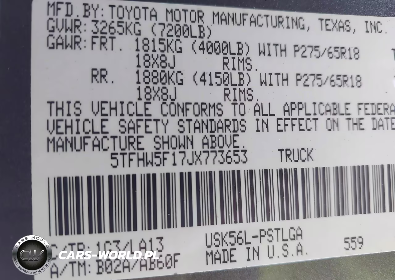 2018 Toyota Tundra Limited 5.7L V8 VIN:5TFHW5F17JX773653 - 9