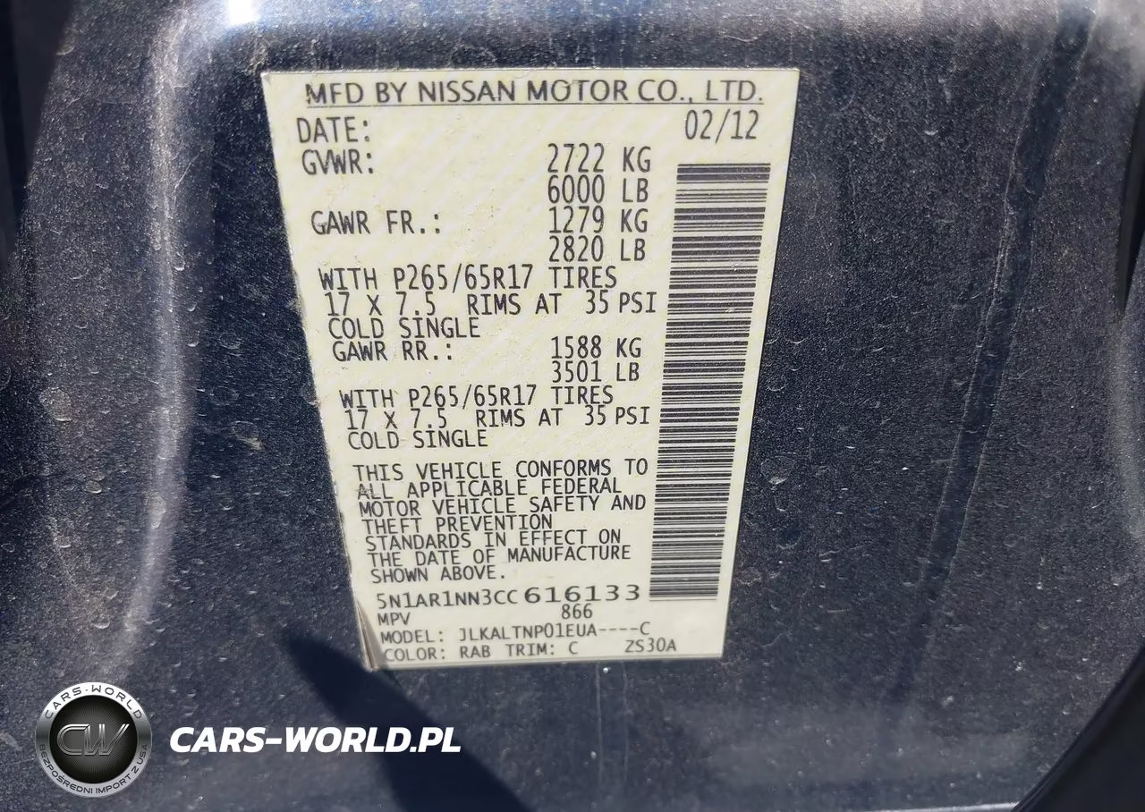 2012 Nissan Pathfinder Sv VIN:5N1AR1NN3CC616133 - 9