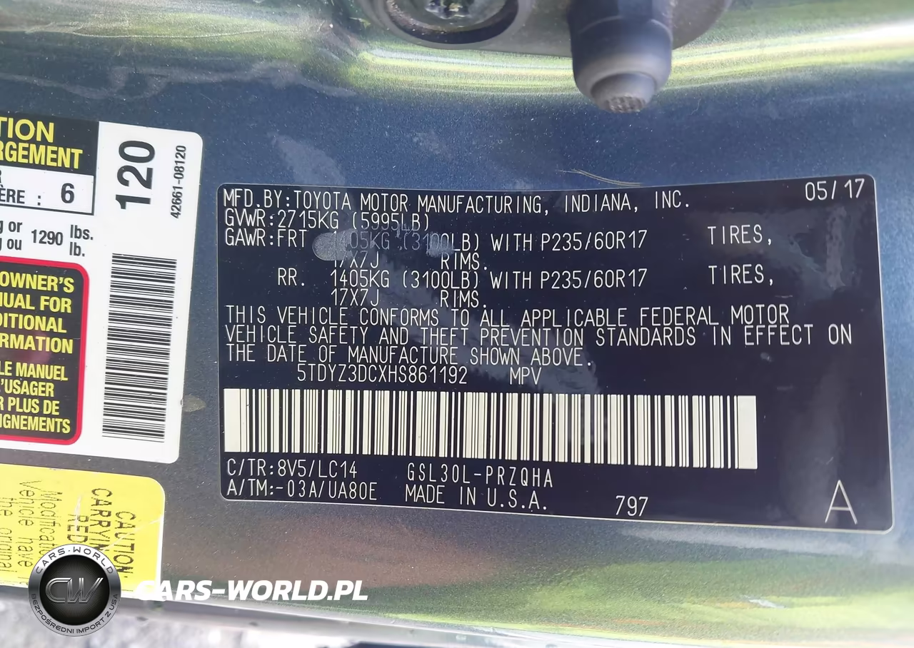 2017 Toyota Sienna Xle 8 Passenger VIN:5TDYZ3DCXHS861192 - 9