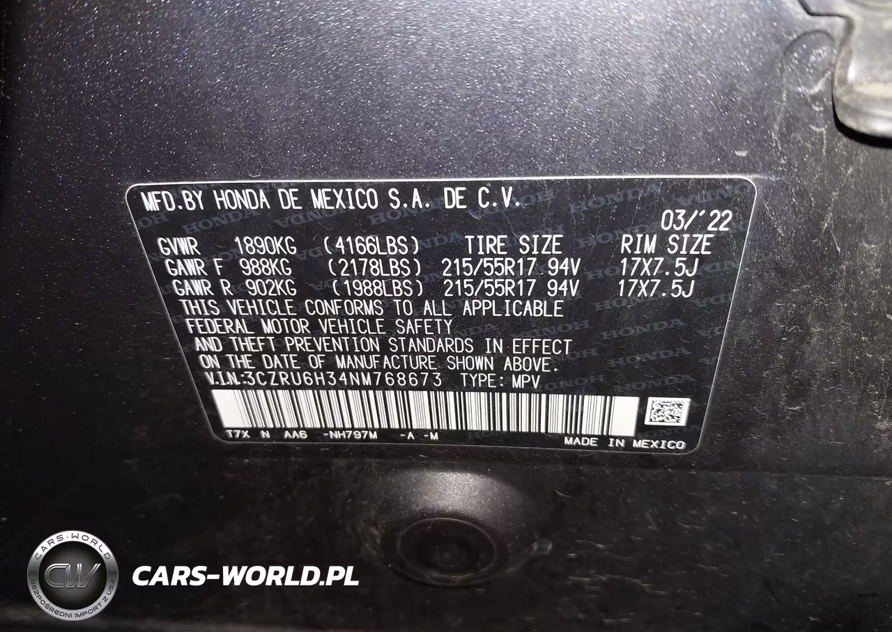 2022 Honda Hr-V Awd Lx VIN:3CZRU6H34NM768673 - 9