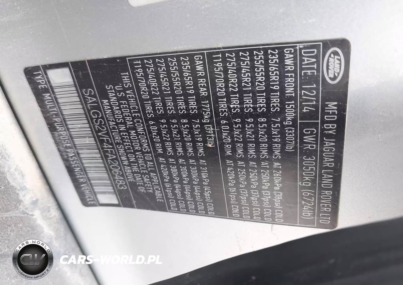 2015 Land Rover Range Rover 3.0L V6 Supercharged Hse VIN:SALGS2VF4FA206483 - 9