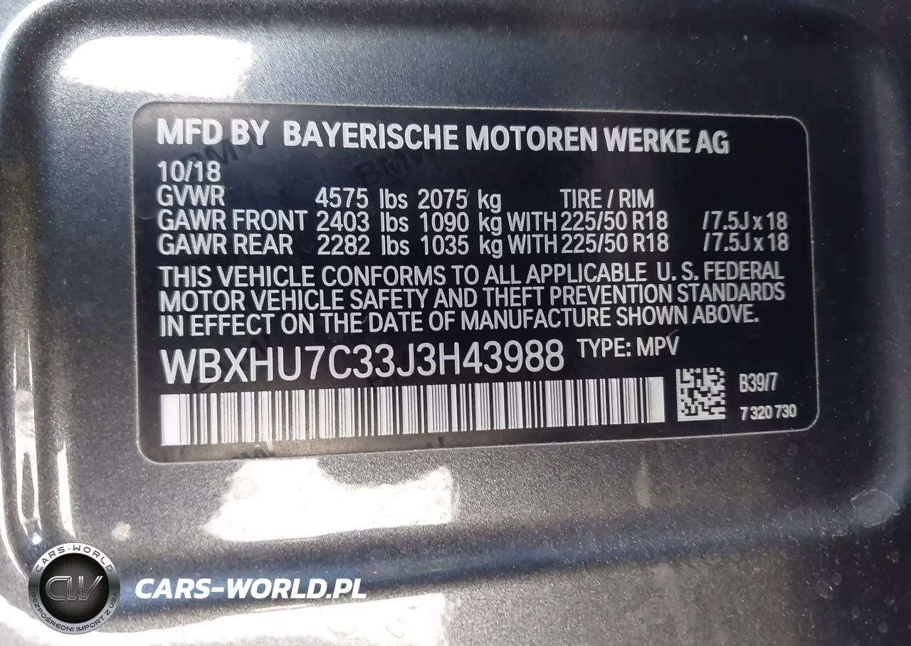 2018 BMW X1 Sdrive28I VIN:WBXHU7C33J3H43988 - 9