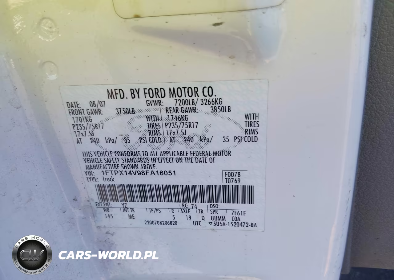 2008 Ford F-150 Fx4-Lariat-Xl-Xlt VIN:1FTPX14V98FA16051 - 9