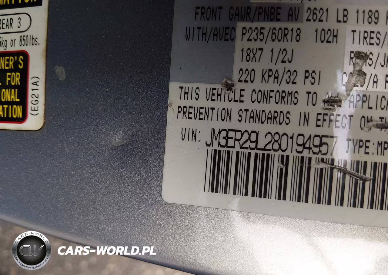2008 Mazd Cx-7 VIN:JM3ER29L280194957 - 9