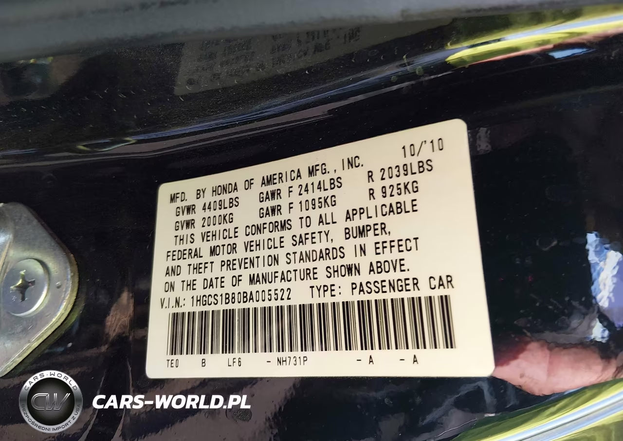 2011 Honda Accord 2.4 Ex-L VIN:1HGCS1B80BA005522 - 9