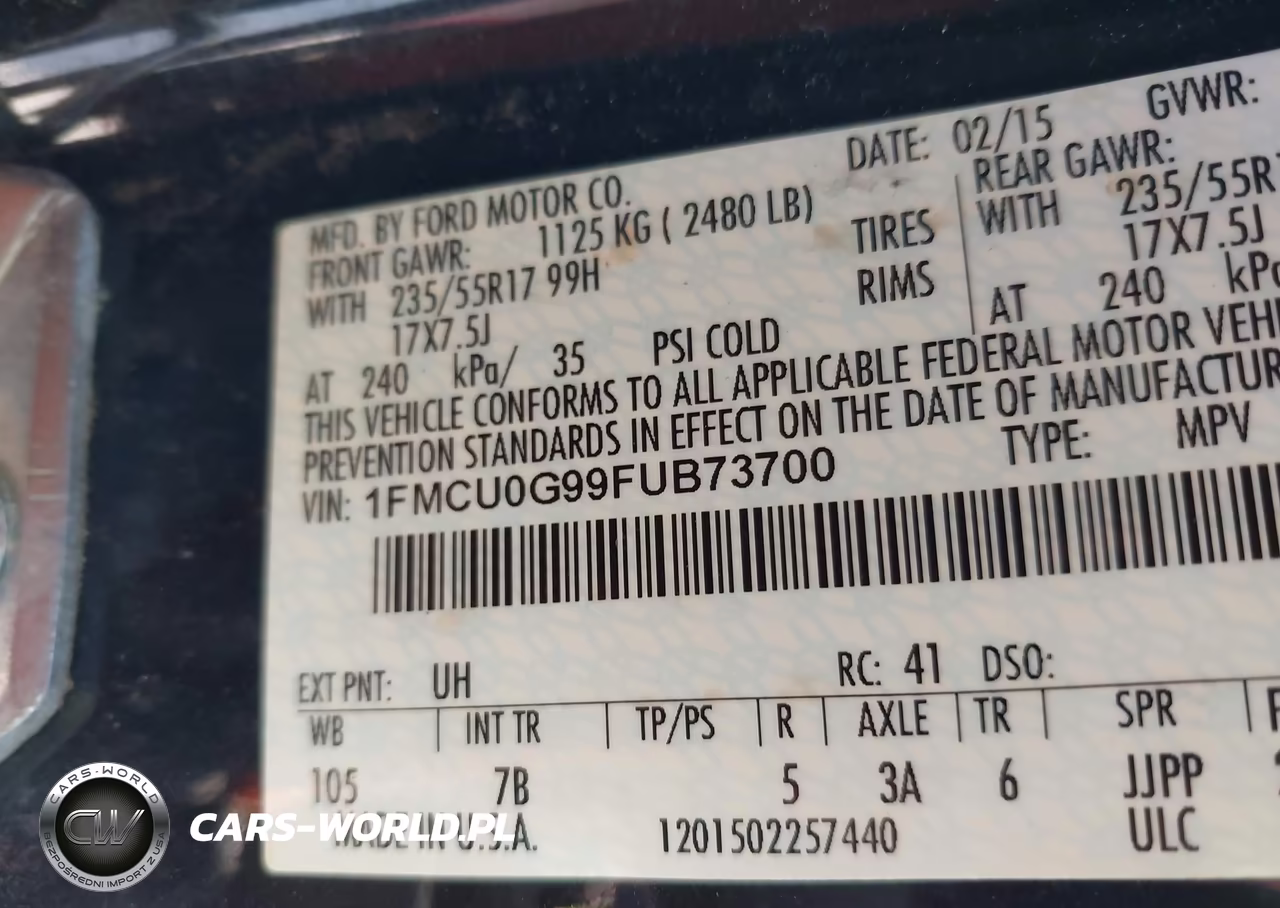 2015 Ford Escape Se VIN:1FMCU0G99FUB73700 - 9