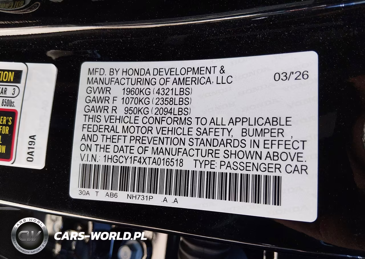 2026 Honda Accord Se VIN:1HGCY1F4XTA016518 - 9