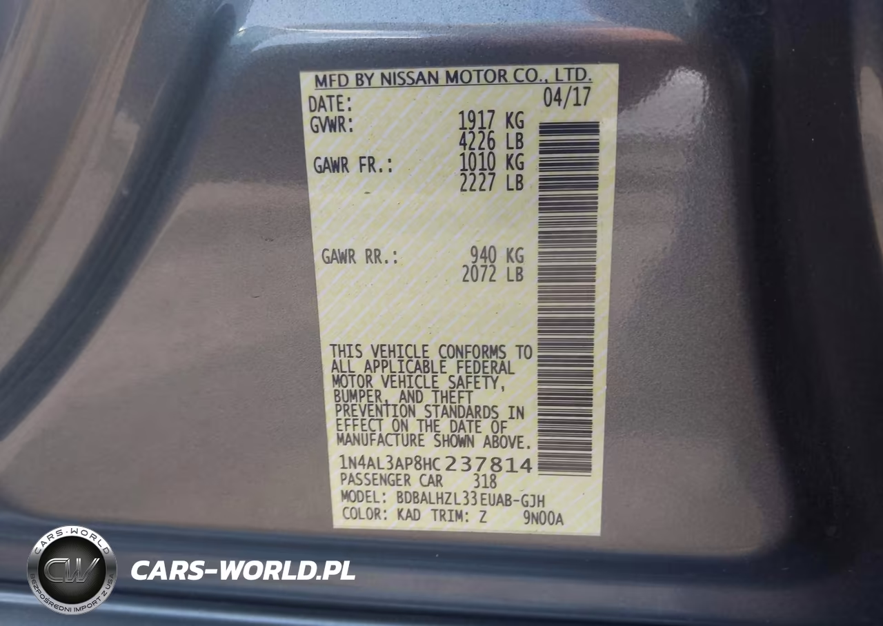 2017 Nissan Altima 2.5 Sr VIN:1N4AL3AP8HC237814 - 9