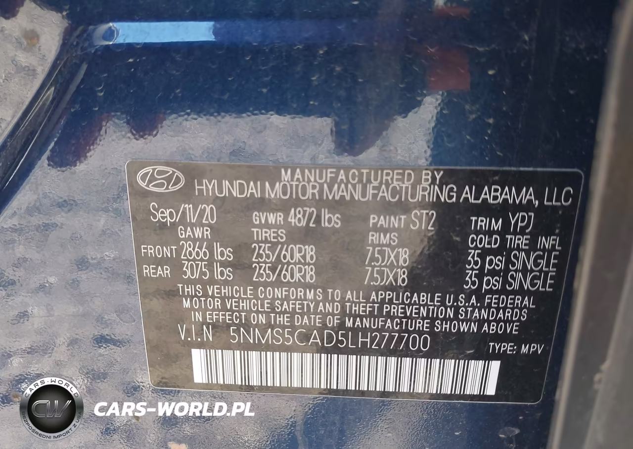 2020 Hyundai Santa Fe Limited VIN:5NMS5CAD5LH277700 - 9