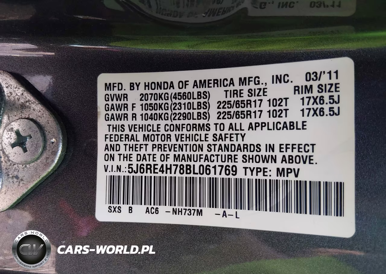 2011 Honda Cr-V Ex-L VIN:5J6RE4H78BL061769 - 9