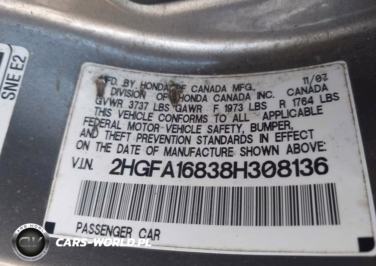 2008 Honda Civic Ex VIN:2HGFA16838H308136 - 9