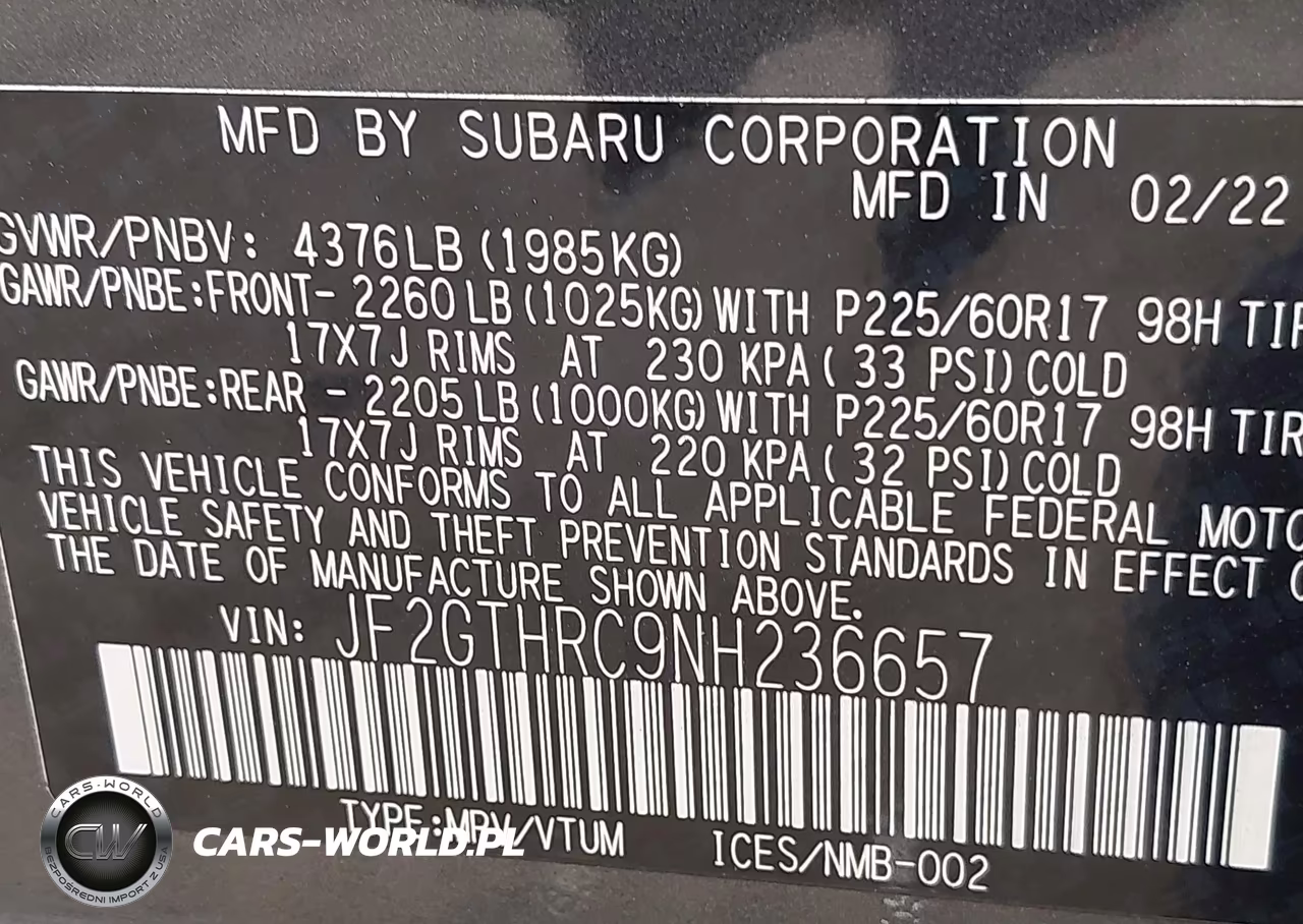 2022 Subaru Crosstrek Sport VIN:JF2GTHRC9NH236657 - 9