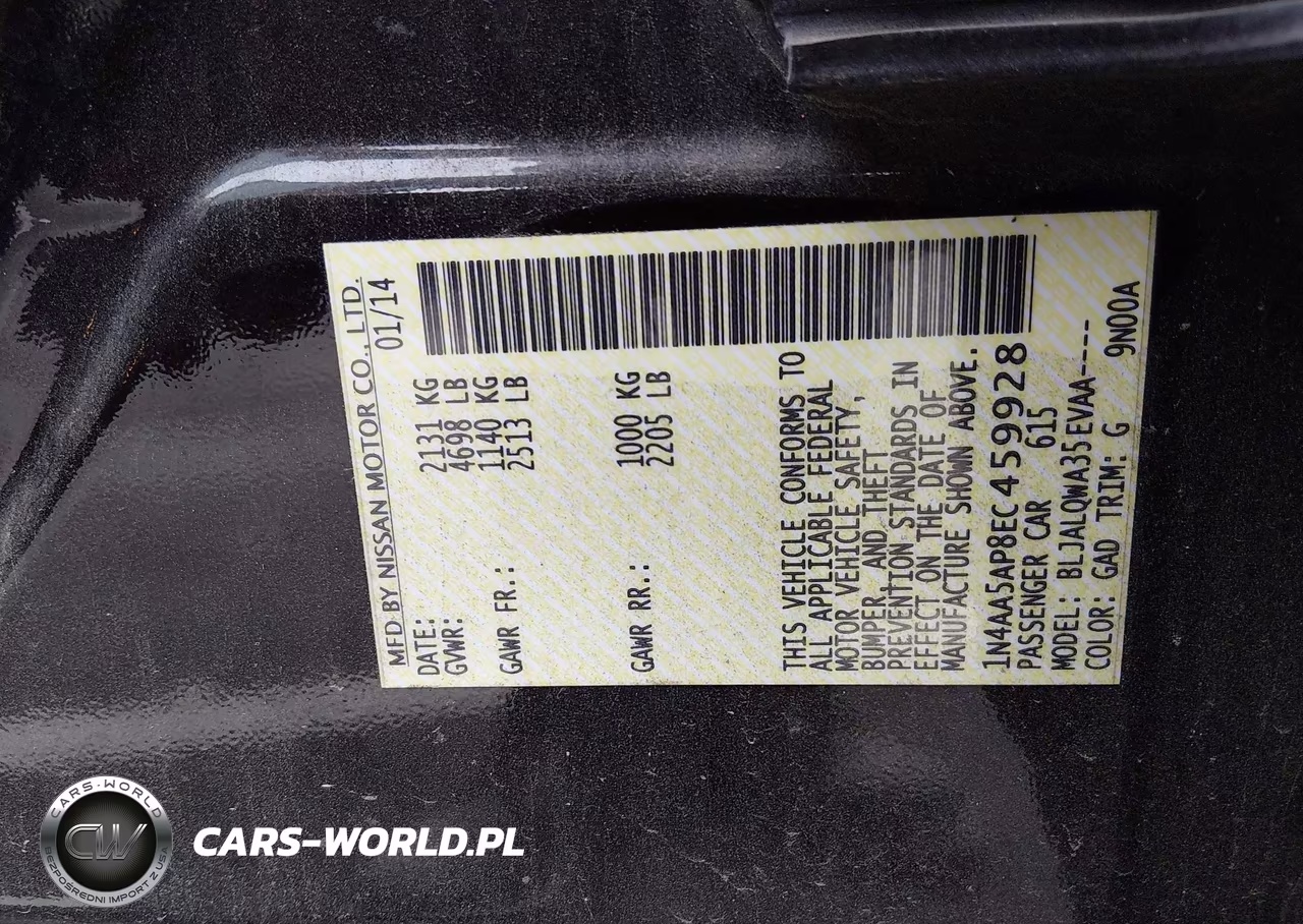 2014 Nissan Maxima 3.5 S VIN:1N4AA5AP8EC459928 - 9