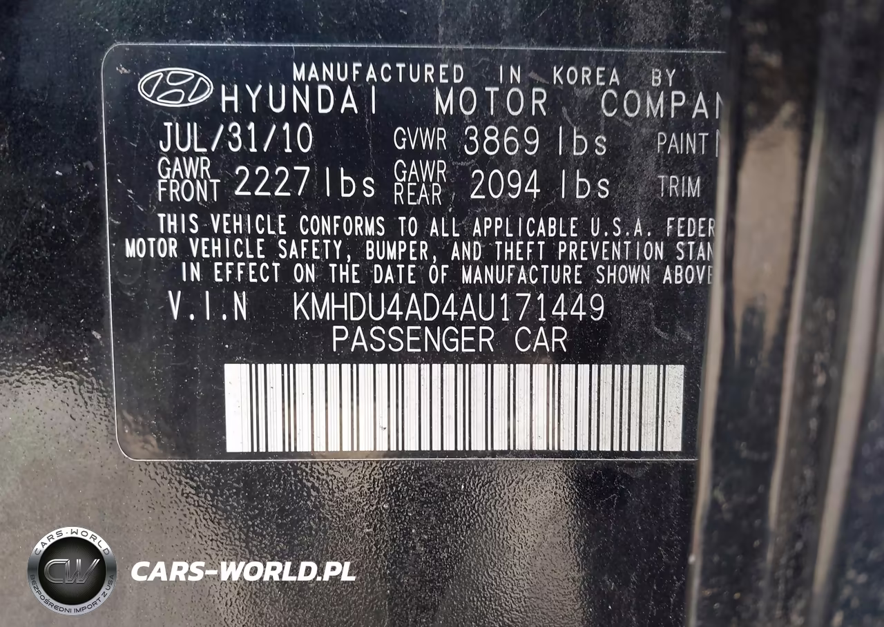 2010 Hyundai Elantra Gls VIN:KMHDU4AD4AU171449 - 9