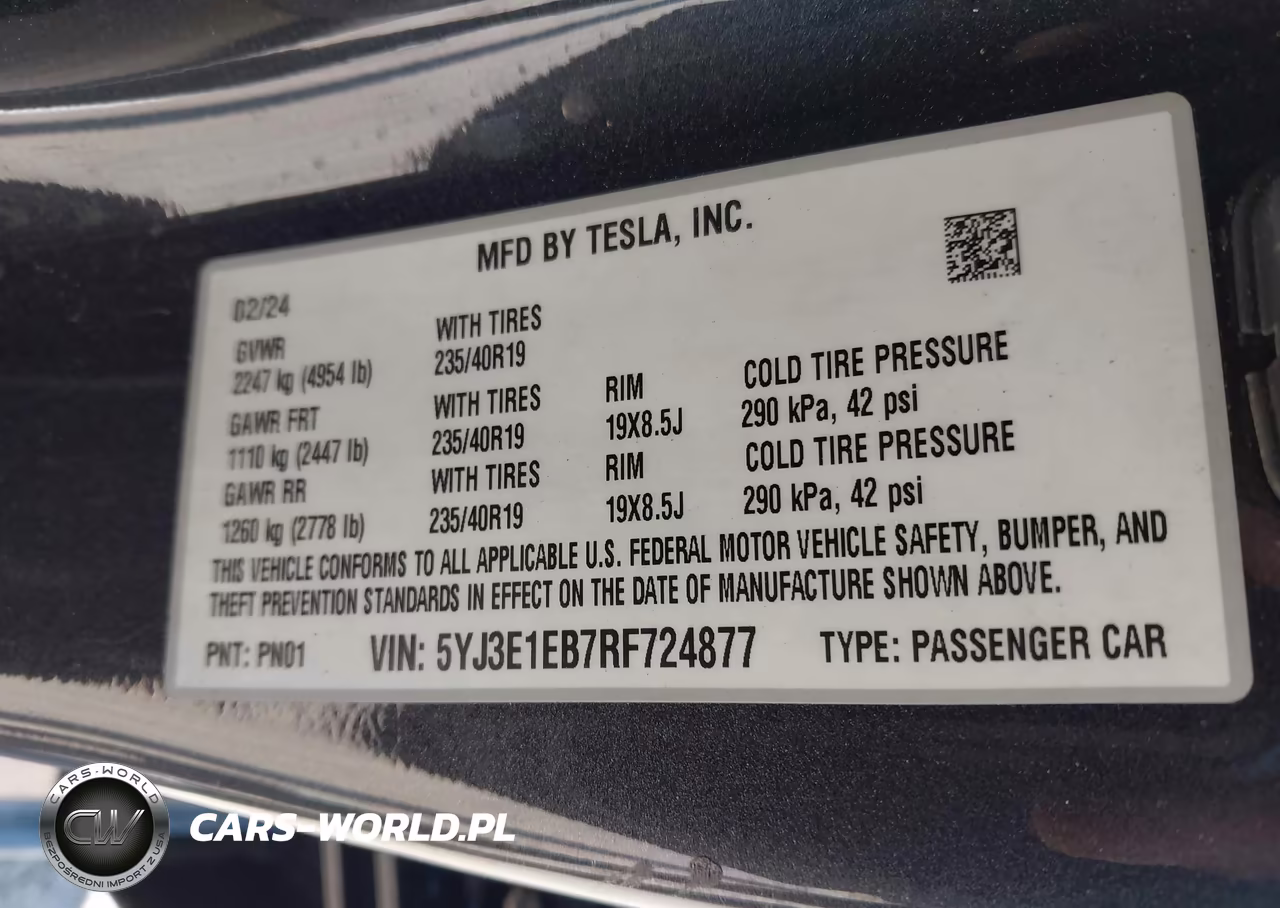 2024 Tesla Model 3 Long Range Dual Motor All-Wheel Drive VIN:5YJ3E1EB7RF724877 - 9
