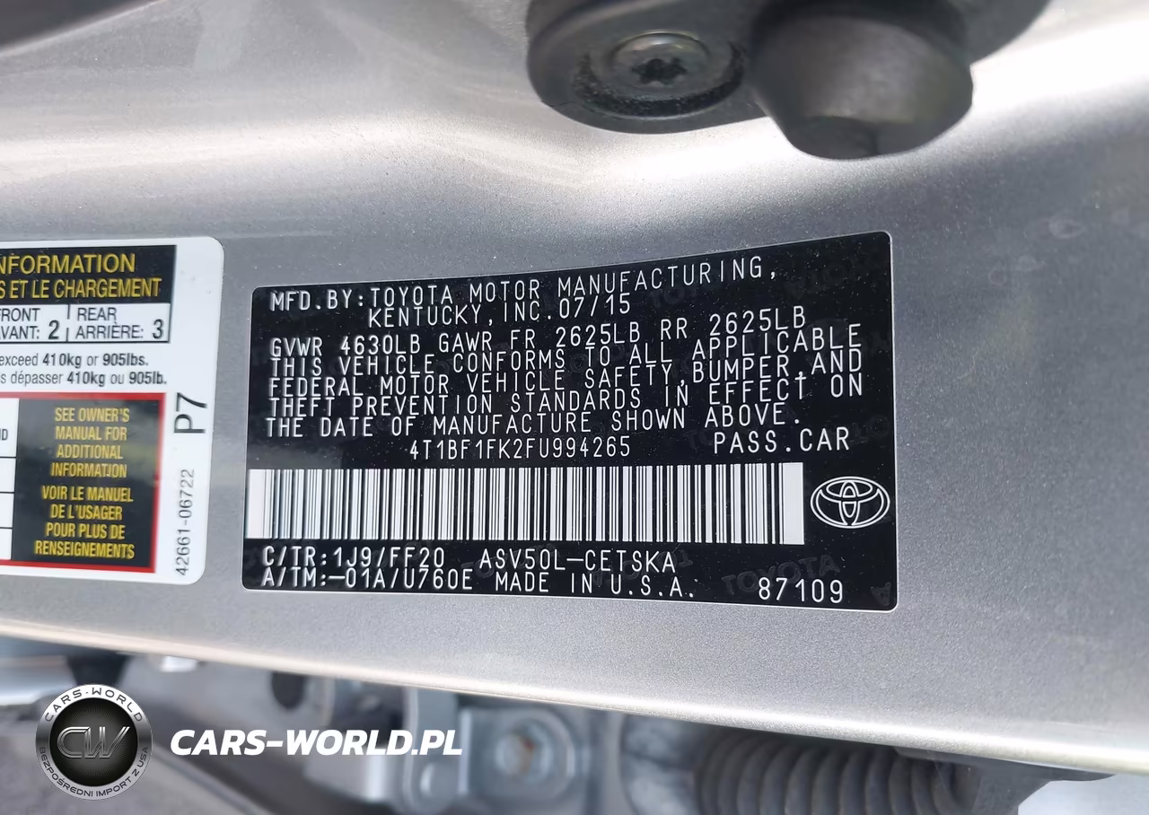 2015 Toyota Camry Se VIN:4T1BF1FK2FU994265 - 9