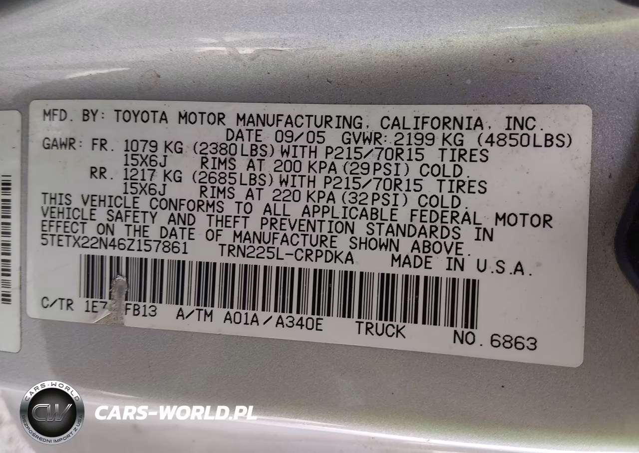 2006 Toyota Tacoma VIN:5TETX22N46Z157861 - 9