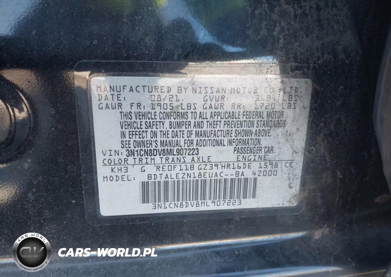 2021 Nissan Versa S Xtronic Cvt VIN:3N1CN8DV8ML907223 - 9