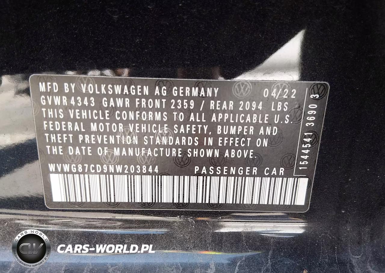 2022 Volkswagen Golf Gti 2.0T S VIN:WVWG87CD9NW203844 - 9