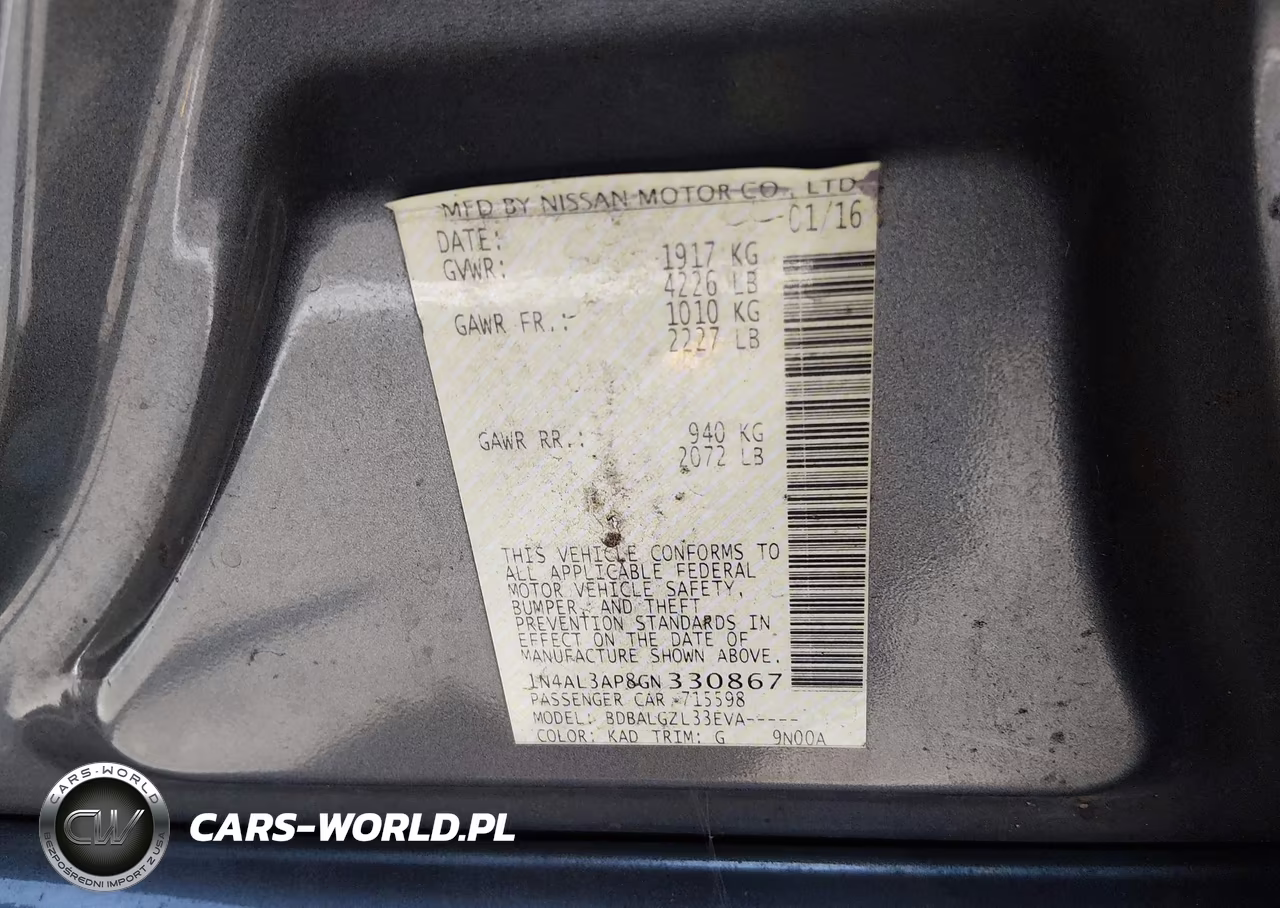 2016 Nissan Altima 2.5 S VIN:1N4AL3AP8GN330867 - 9