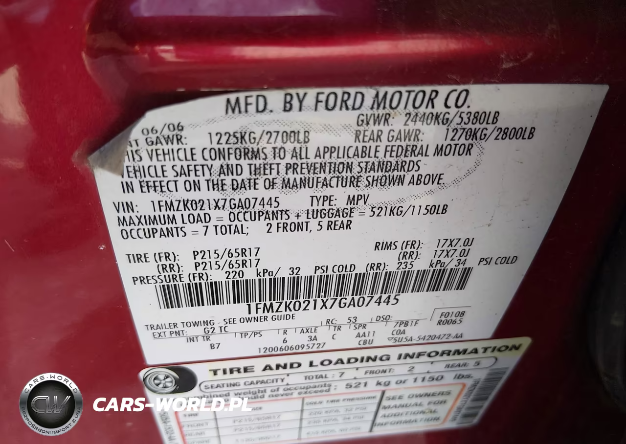 2007 Ford Freestyle Sel VIN:1FMZK021X7GA07445 - 9