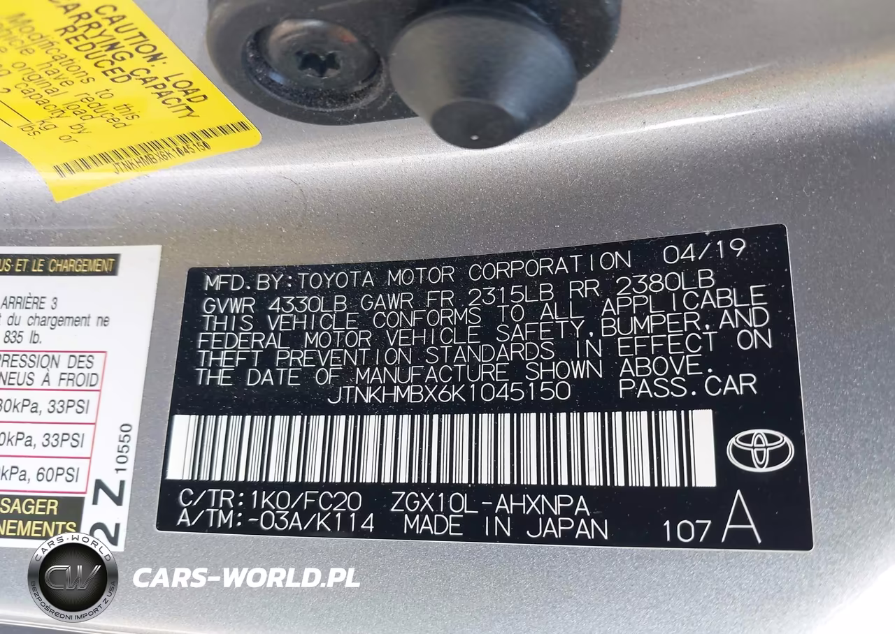 2019 Toyota C-Hr Le VIN:JTNKHMBX6K1045150 - 9