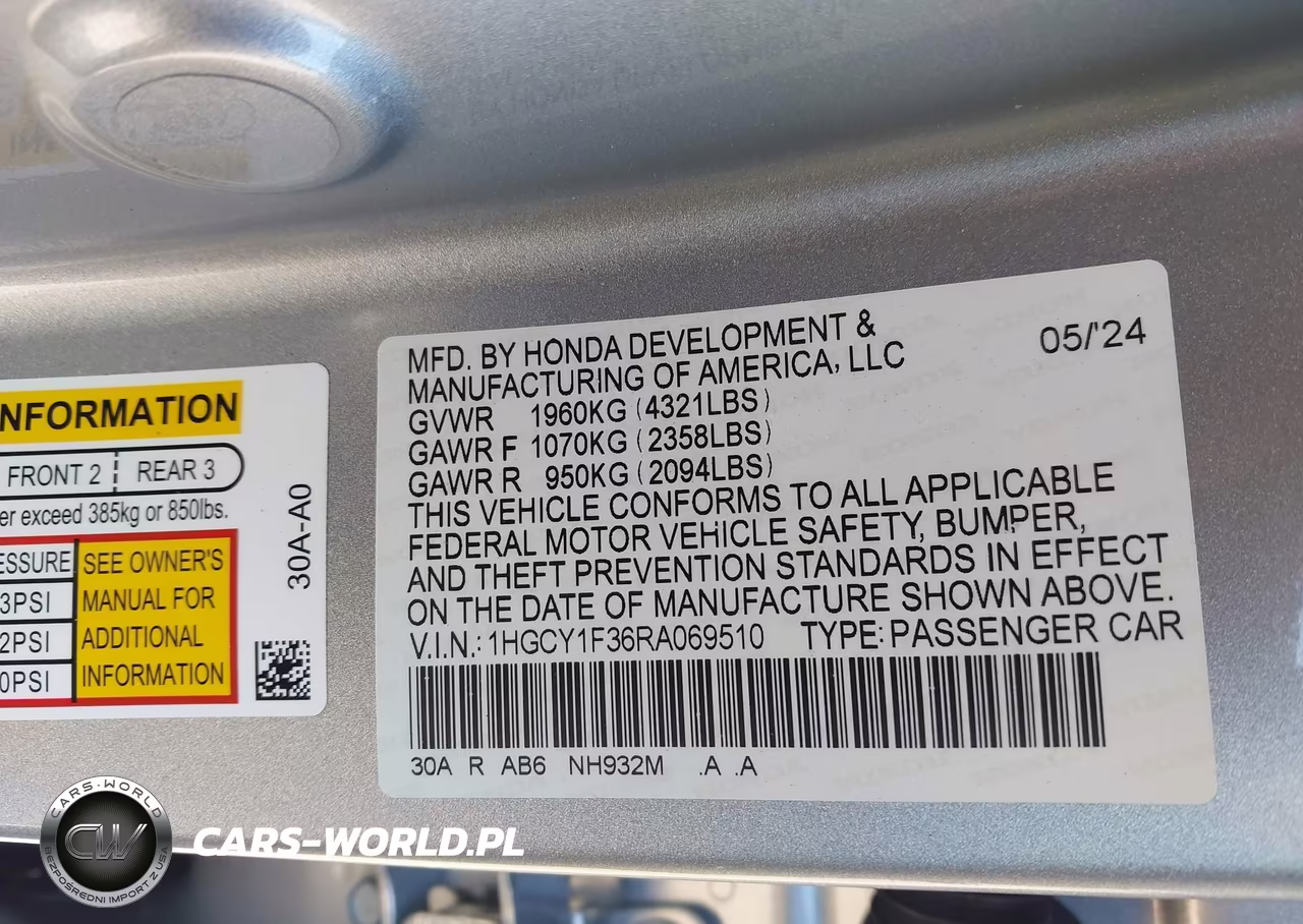 2024 Honda Accord Ex VIN:1HGCY1F36RA069510 - 9