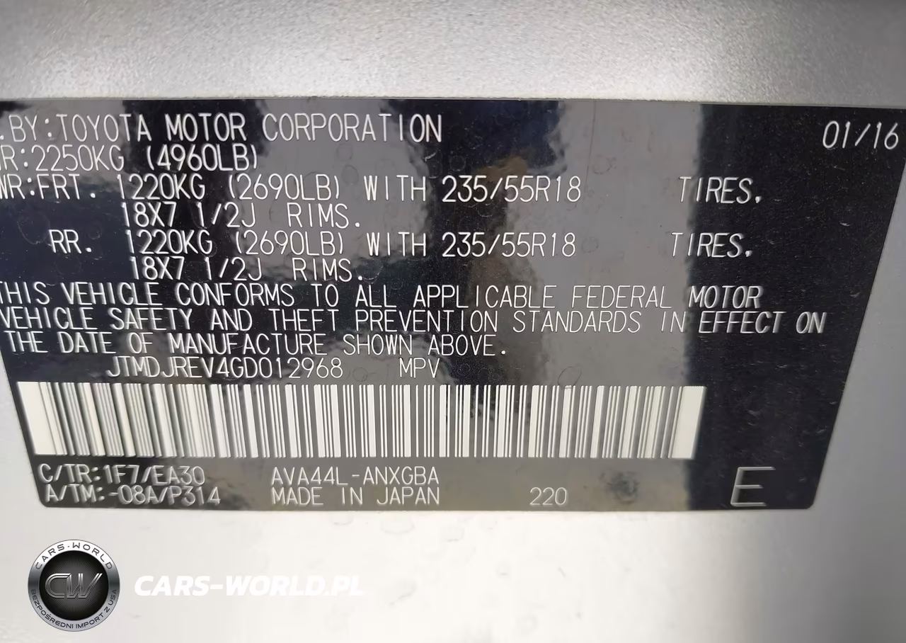 2016 Toyota Rav4 Hybrid Limited VIN:JTMDJREV4GD012968 - 9