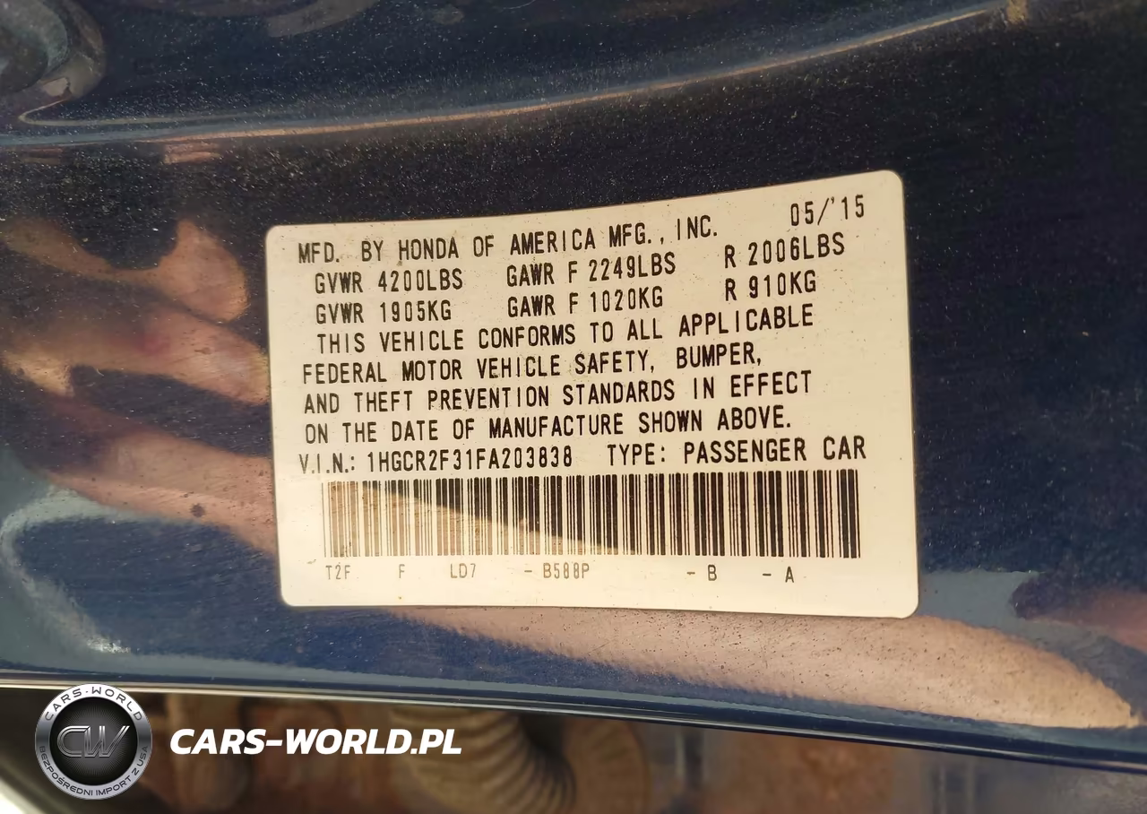 2015 Honda Accord Lx VIN:1HGCR2F31FA203838 - 9