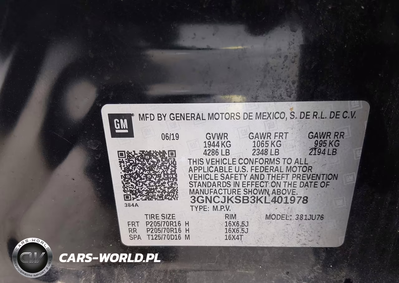 2019 Chevrolet Trax Ls VIN:3GNCJKSB3KL401978 - 9