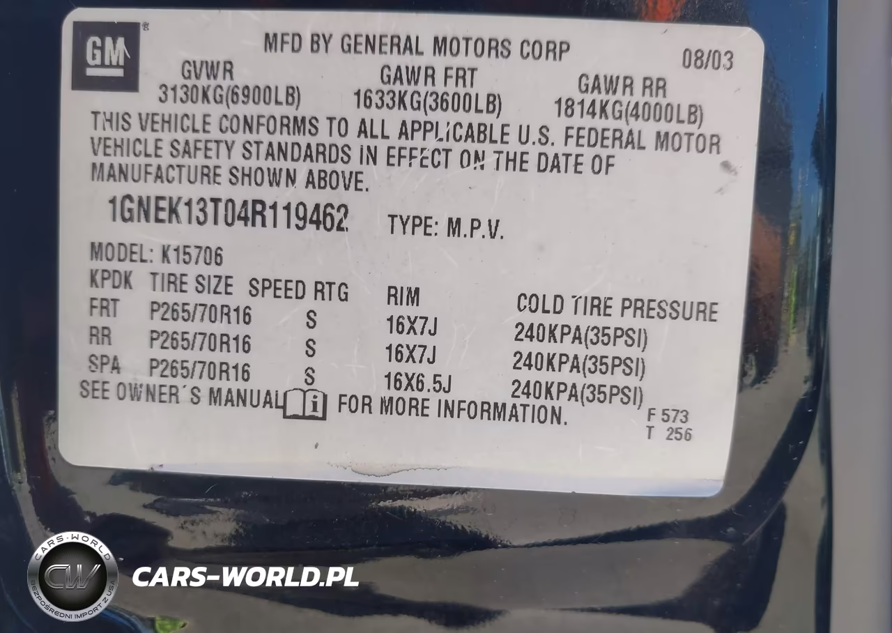 2004 Chevrolet Tahoe Ls VIN:1GNEK13T04R119462 - 9