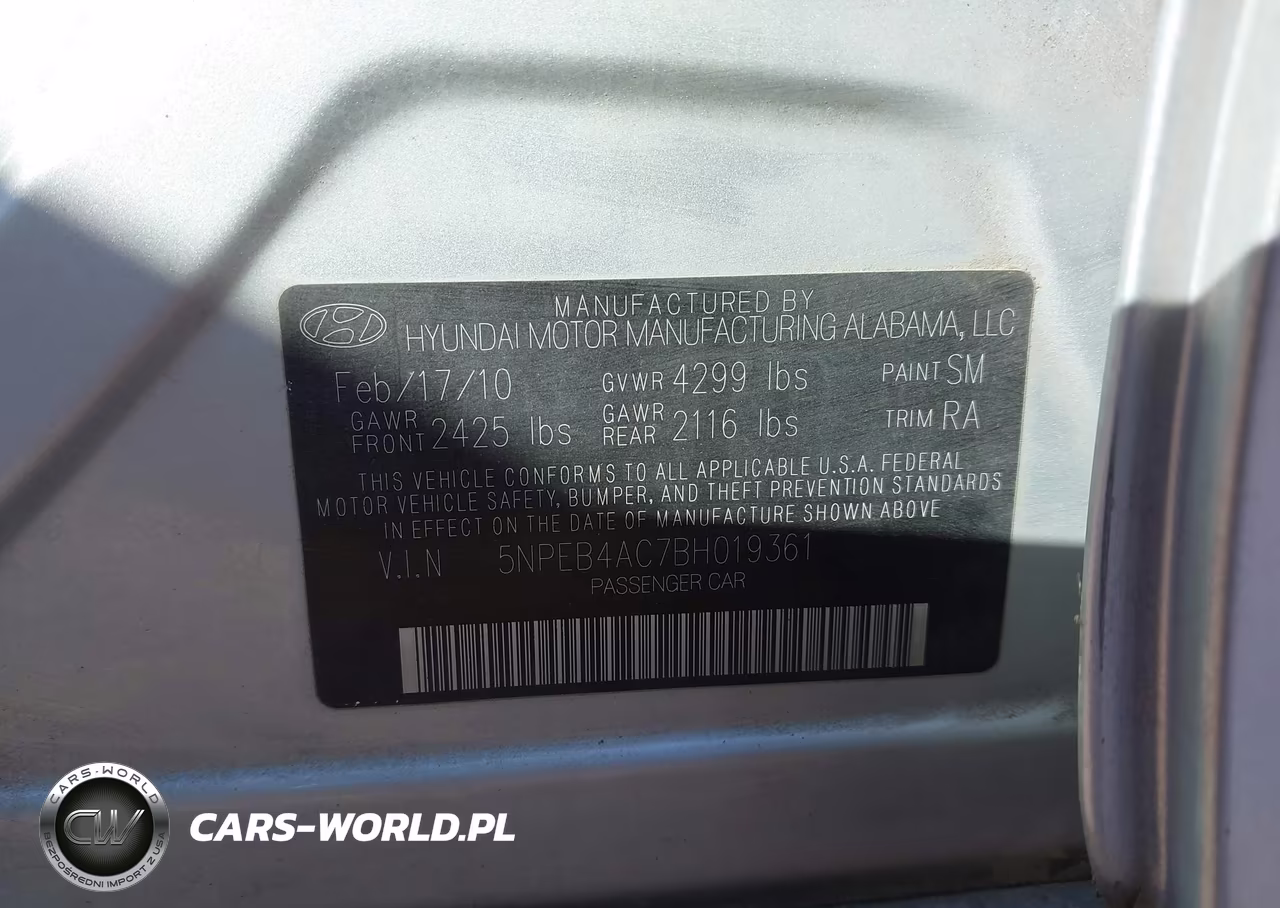 2011 Hyundai Sonata Gls VIN:5NPEB4AC7BH019361 - 9
